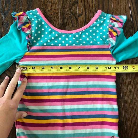 Matilda Jane Girls 8 “Moments With You” Teal Green/Multi-Color Stripes Bodysuit - Picture 7 of 10